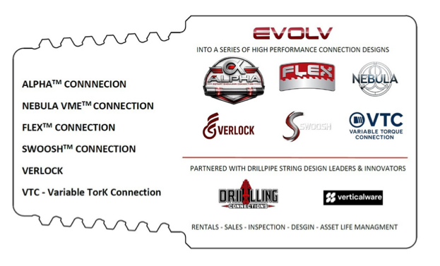 EVOLV premium thread connection family — Alpha, Nebula VME, Flex, Swoosh, Verlock, VTC